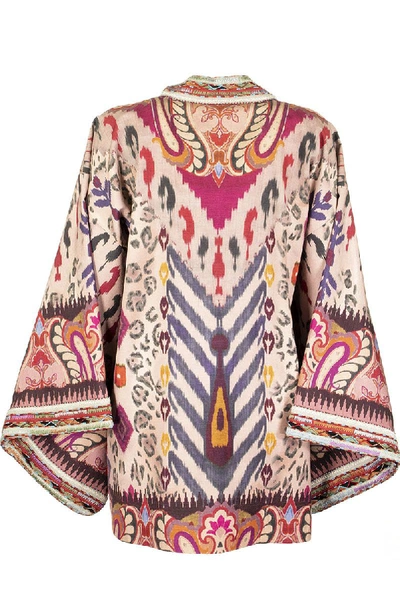 Shop Etro Kimono Jacket With Paisley Print With Animal Design In Multicolor