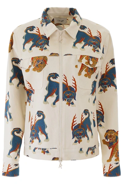 Shop Kirin Haetae Denim Jacket In Egret Multi