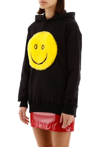Shop Kirin Hoodie With Faux Fur Smile In Black
