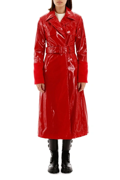 Shop Kirin Vinyl Trench Coat In Red