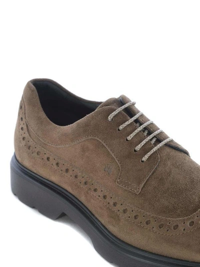 Shop Hogan Lace-up Derby Route H393 N Suede In Marrone