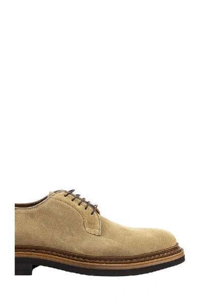 Shop Brunello Cucinelli Lace-ups Oiled Suede Derby In Dove Grey