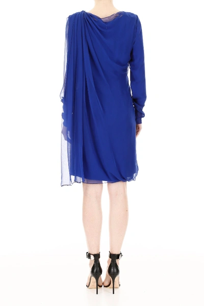 Shop Lanvin Georgette Dress In Sapphire