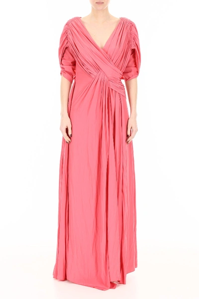 Shop Lanvin Long Silk Dress In Pink