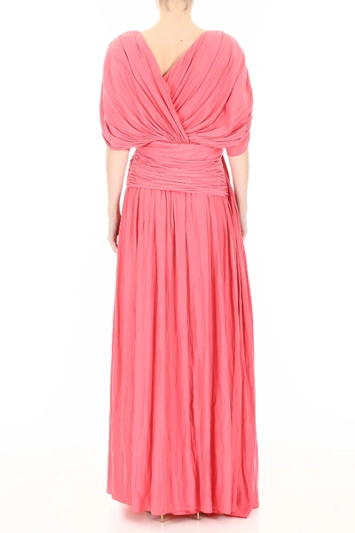 Shop Lanvin Long Silk Dress In Pink