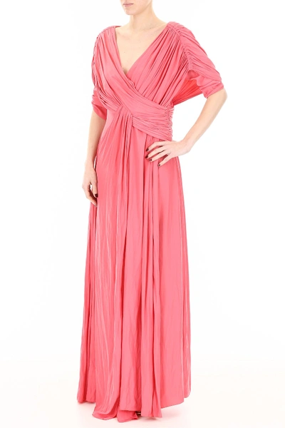 Shop Lanvin Long Silk Dress In Pink