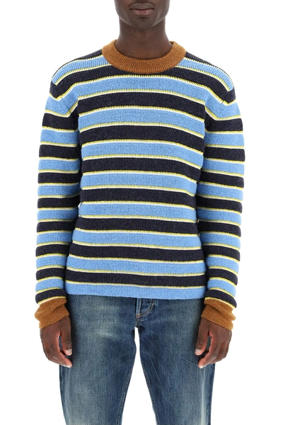 Shop Lanvin Striped Sweater In Blue Yellow