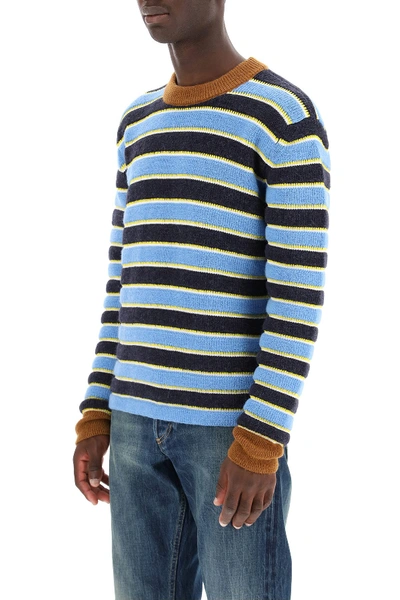 Shop Lanvin Striped Sweater In Blue Yellow