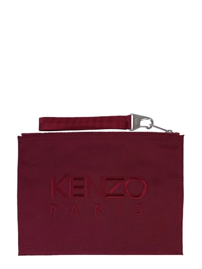 Shop Kenzo Large Pouch With Logo Unisex In Fuchsia