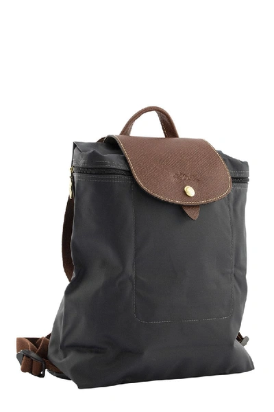 Shop Longchamp Le Pliage Backpack In Gun Metal