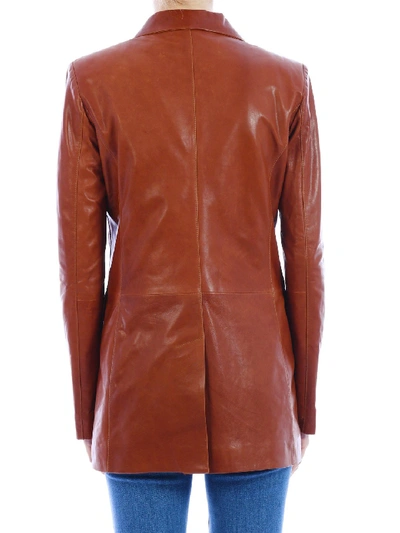Shop Arma Leather Jacket Brown