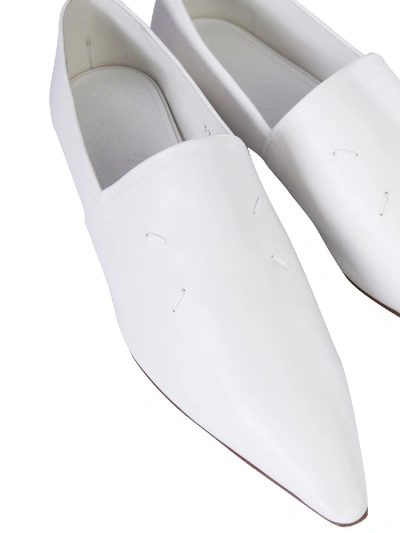 Shop Maison Margiela Leather Loafers In White