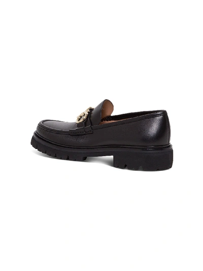 Shop Ferragamo Leather Loafers With Ganci Buckle In Black
