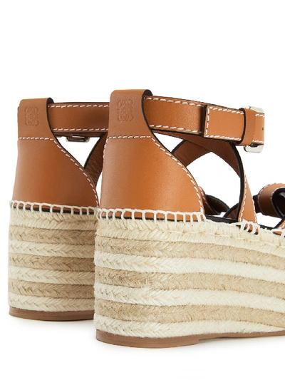 Shop Loewe Leather Sandal In Beige