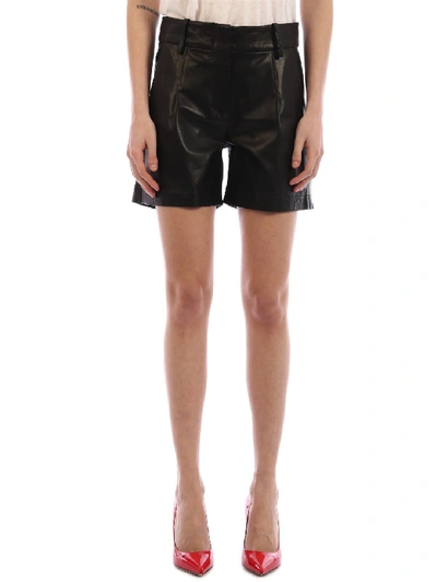 Shop Arma Leather Shorts Black