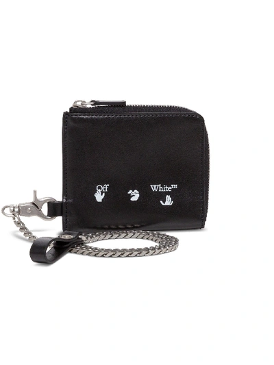 Shop Off-white Leathered Wallet With Chain In Black