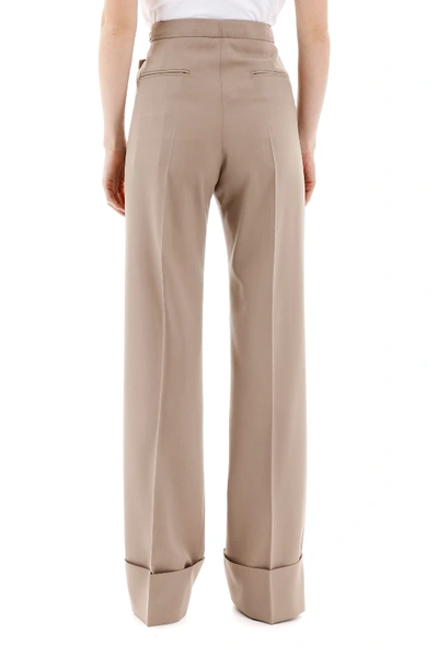 Shop Lemaire Wide Leg Trousers In Beige Grey