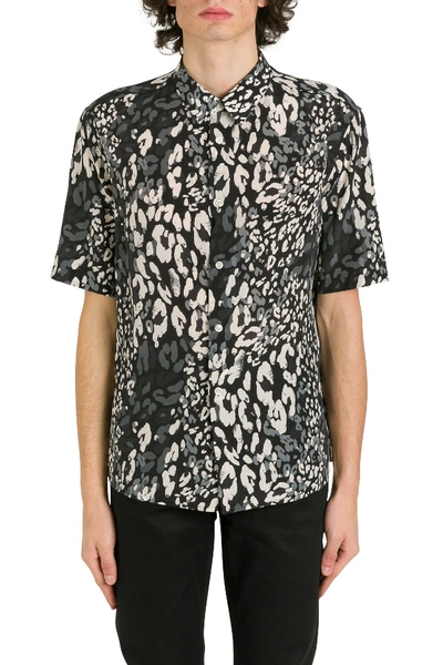 Shop Saint Laurent Leopard Shirt In Black