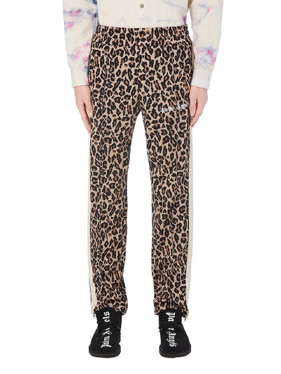 Shop Palm Angels Leopard Track Pants In Beige