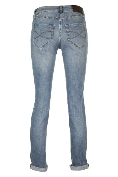 Shop Brunello Cucinelli Light Denim Trousers Stretch Denim Five-pocket Slim Fit Trousers In Light Blue Denim