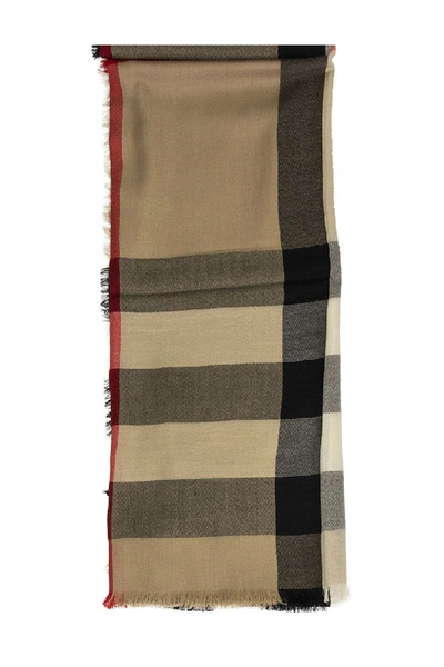 Shop Burberry Lightweight Check Cashmere Scarf Archive Beige