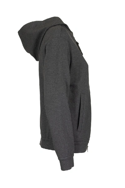 Shop Brunello Cucinelli Lightweight Stretch Cotton French Terry Sweatshirt With Monili In Anthracite