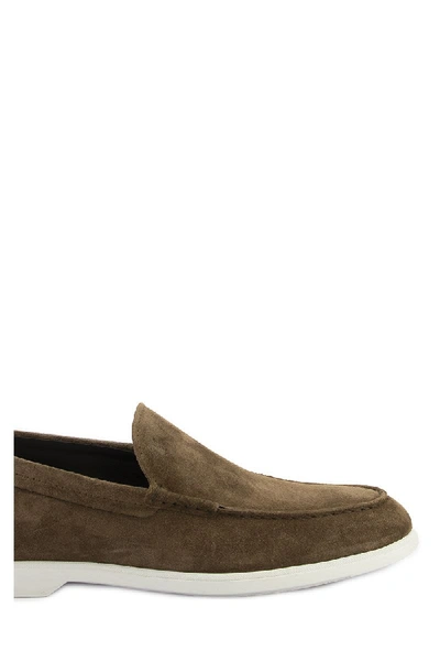 Shop Tod's Loafers In Suede In Brown