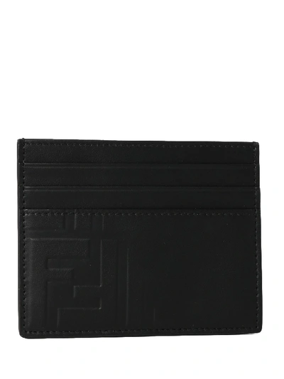 Shop Fendi Logo Ff Card Holder Black
