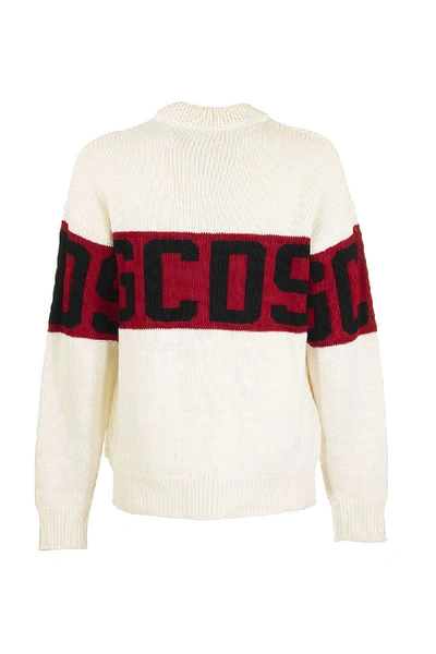 Gcds White Band Logo Sweatshirt In White