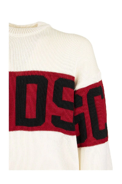 Gcds White Band Logo Sweatshirt In White