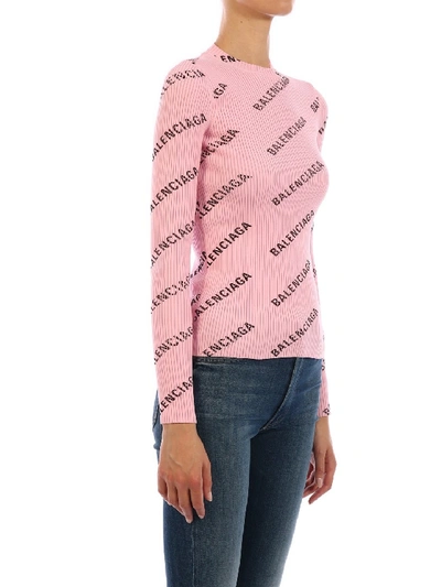 Shop Balenciaga Logo Sweater Pink