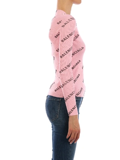 Shop Balenciaga Logo Sweater Pink