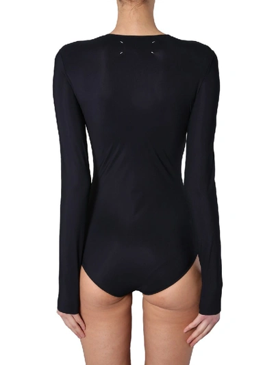 Shop Maison Margiela Long Sleeved Bodysuit In Black