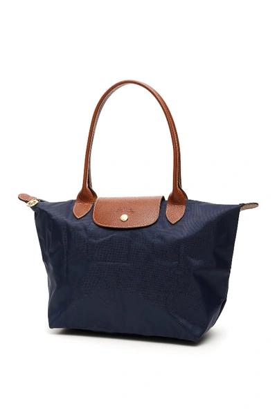 Shop Longchamp Small Le Pliage Shopping Bag In Blu Navy