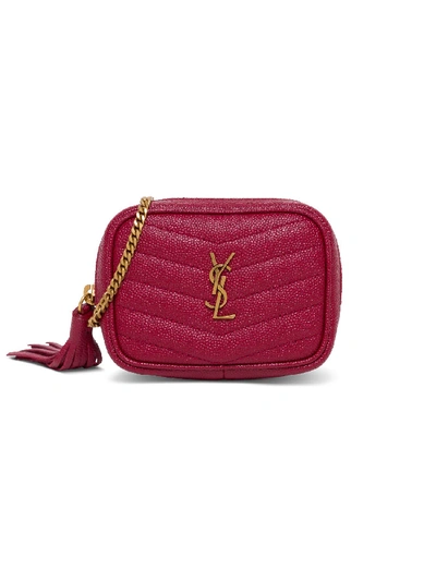 Shop Saint Laurent Lou Baby Bag In Grain De Poudre Embossed Leather In Red