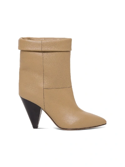Shop Isabel Marant Luido Leather Ankle Boots In Beige