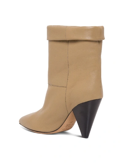 Shop Isabel Marant Luido Leather Ankle Boots In Beige