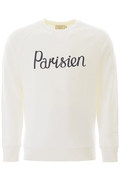 Shop Maison Kitsuné Maison Kitsune Parisien Print Sweatshirt In Latte