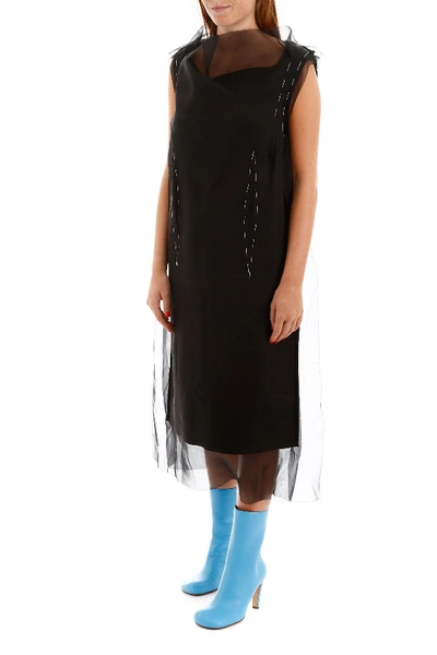 Shop Maison Margiela Midi Dress With Stitching In Black