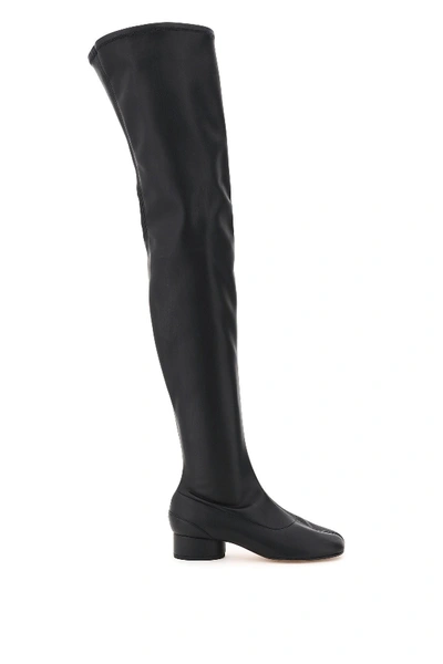 Shop Maison Margiela Over The Knee Tabi Boots In Black