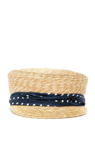 Shop Maison Michel Abby Straw Hat In Natural Navy