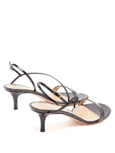 Shop Gianvito Rossi Manhattan 55 Black Leather Sandals In Verde