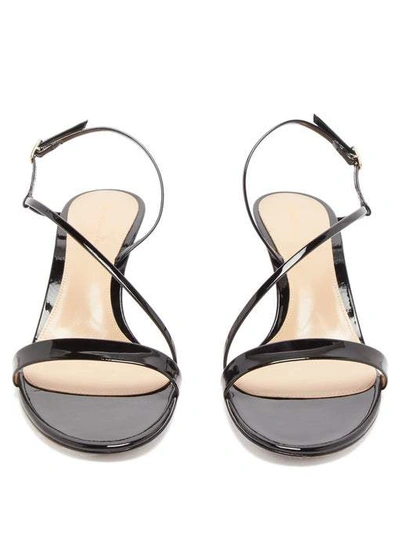 Shop Gianvito Rossi Manhattan 55 Black Leather Sandals In Verde