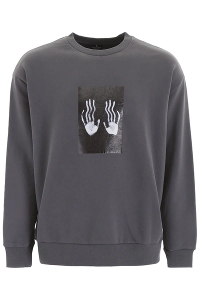 Shop Marcelo Burlon County Of Milan Marcelo Burlon Hands Square Sweatshirt In Dark Grey Light Grey