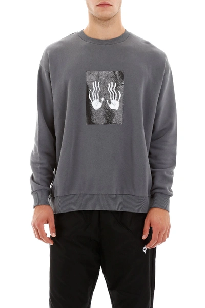 Shop Marcelo Burlon County Of Milan Marcelo Burlon Hands Square Sweatshirt In Dark Grey Light Grey