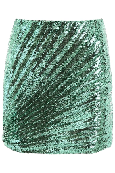 Shop Marco De Vincenzo Sequins Mini Skirt In Verde