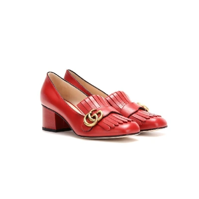 Shop Gucci Marmont Gg Red Sandals In Nero