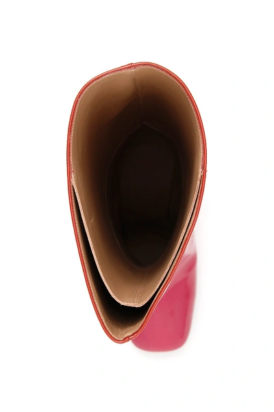 Shop Marni Bicolor Boots In Hot Red Fuchsia