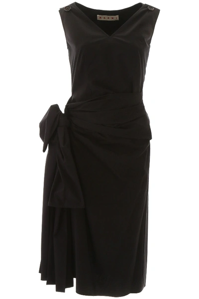 Shop Marni Draped Dress In Black