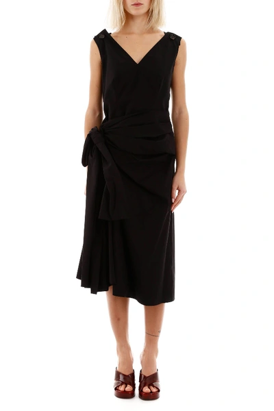 Shop Marni Draped Dress In Black